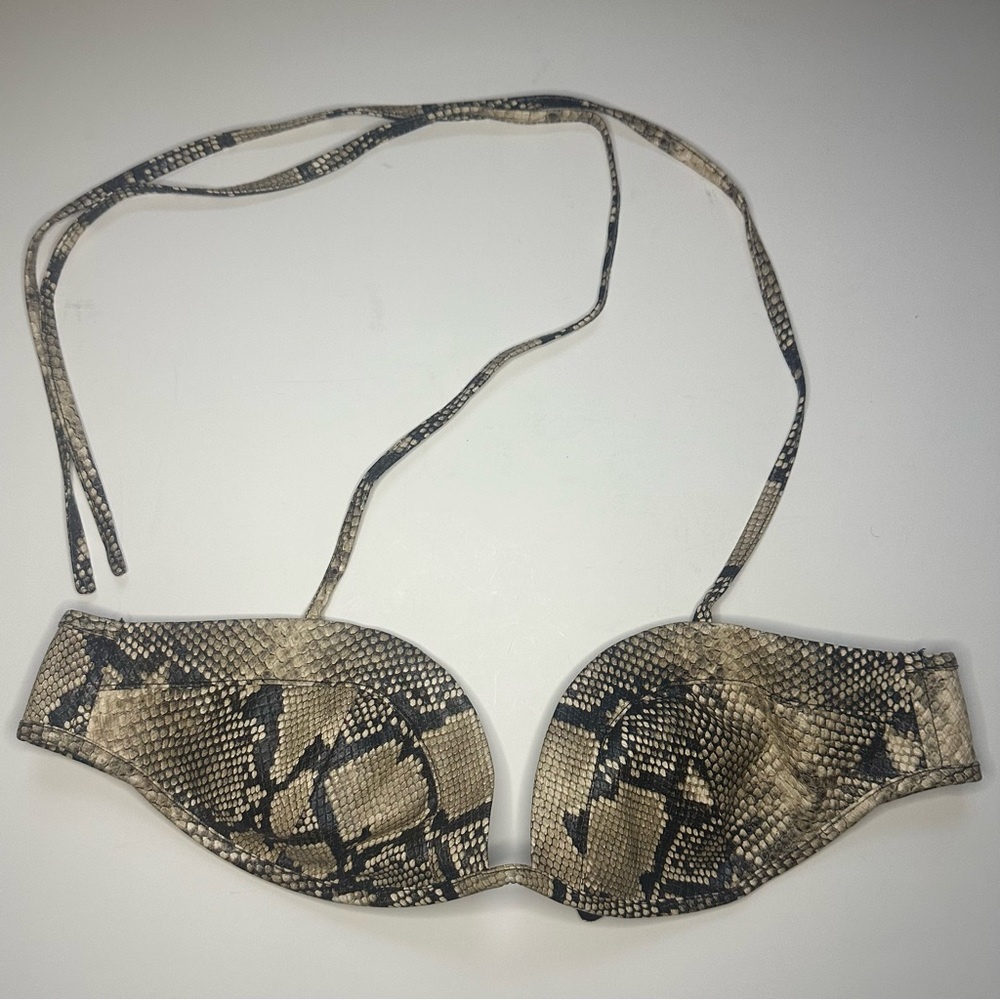 Pretty Little Thing Faux Leather Snake Skin Style Bathing Suit Bra Top